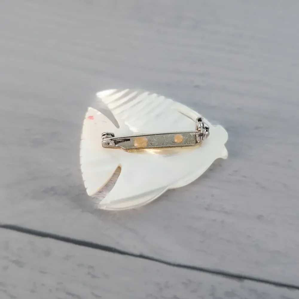 Vintage Brooch - Carved Mother of Pearl Fish Brooch